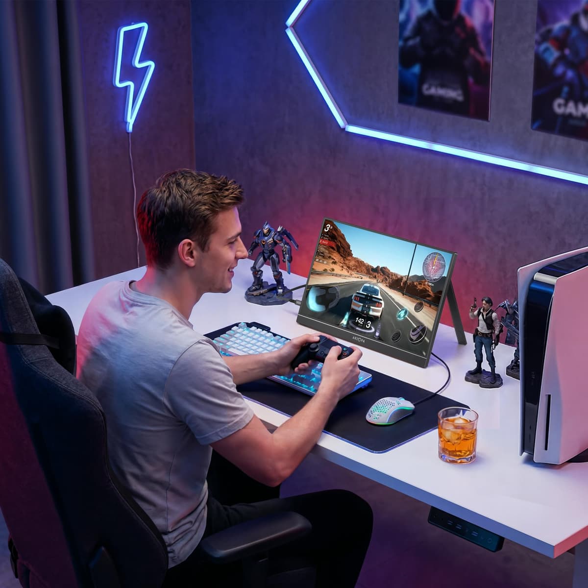 ARZOPA 16.1'' 144Hz Portable Monitor with Kickstand, 106% sRGB 1920×1080P FHD HDR 144HZ Gaming Monitor, Ultra Slim - Eye Protection-External Second Screen for Laptop/PC/Mac/PS3/4/5/Xbox - Z1FC — view 8