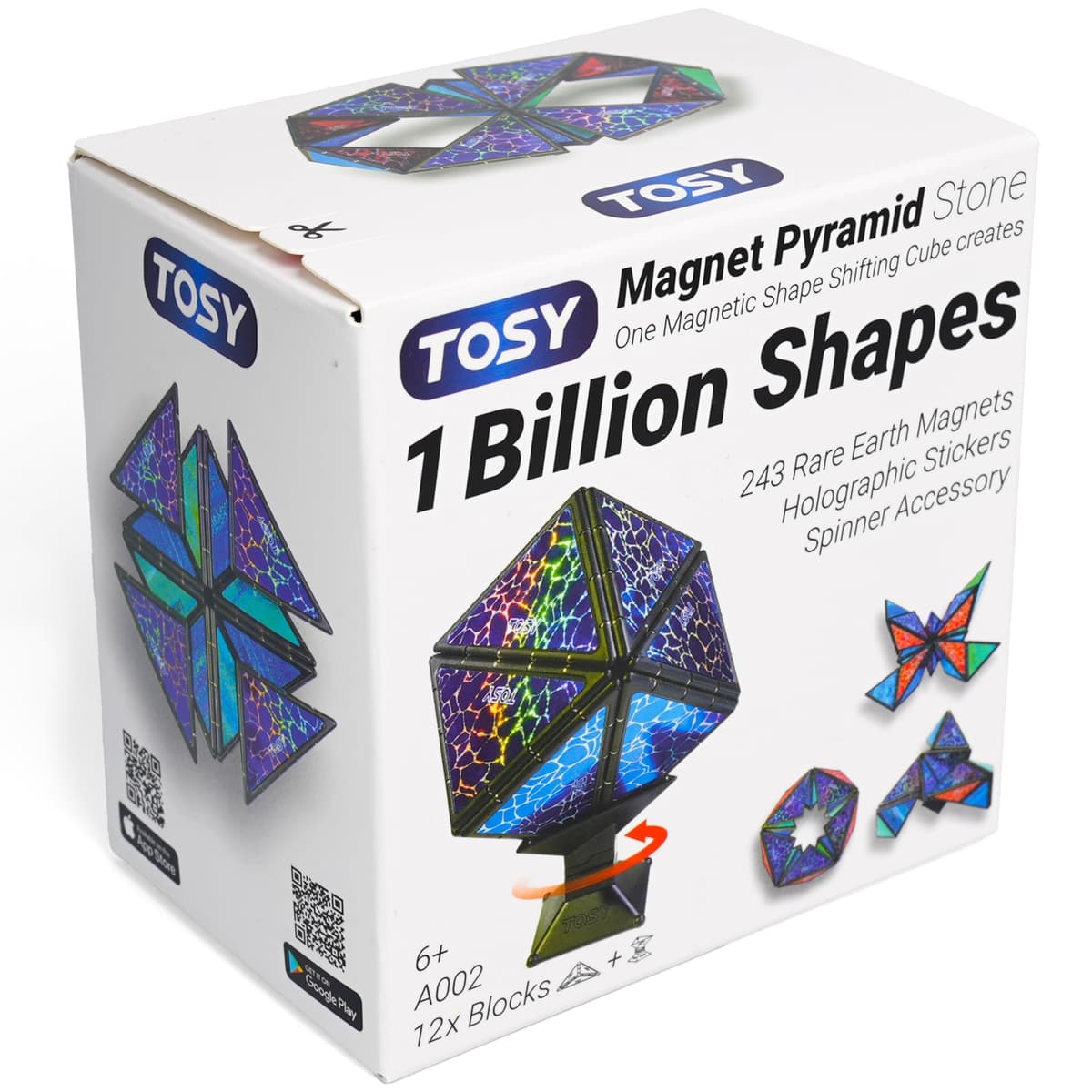TOSY Magnet Pyramid Glow - 1 Cube Transforms into 1 Billion Shapes (Bunny, Egg Basket, Flowers, Heart), Easter Birthday Gift, 12 pcs, 243 Magnets, Glowing, Holographic Design, Puzzle/STEM Toy — view 16