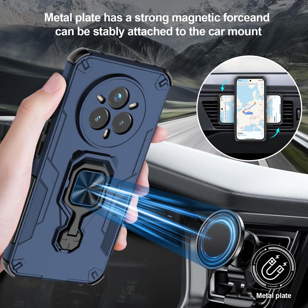 Funda para CMF Phone 2 Pro, Carcasa Antigolpes con Soporte anular metálico, Case Protectora de Grado Militar, Negro — view 403