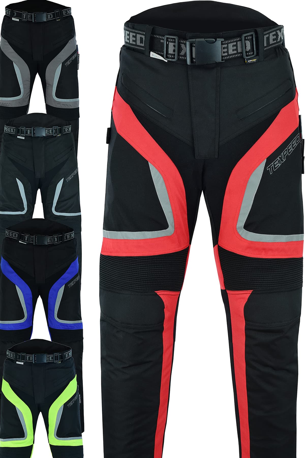Texpeed Motorcycle Biker Trousers Mens Motorbike Waterproof Textile Cordura Pants With Protective CE Armour (EN 1621-1) Yellow Hi Vis - 42W / 30L — view 10