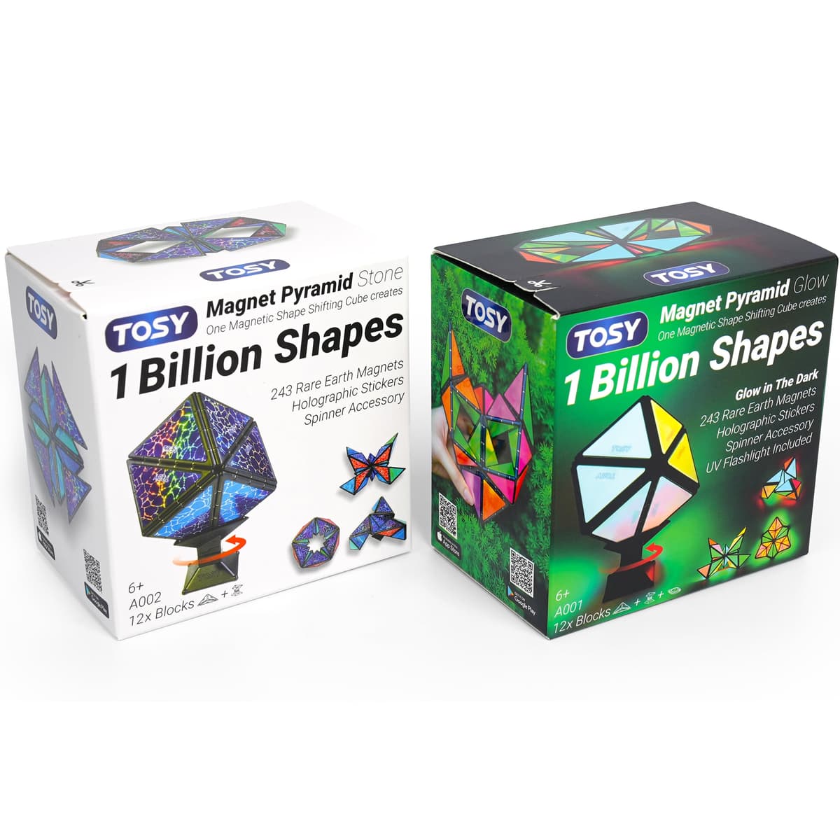 TOSY Magnet Pyramid Glow - 1 Cube Transforms into 1 Billion Shapes (Bunny, Egg Basket, Flowers, Heart), Easter Birthday Gift, 12 pcs, 243 Magnets, Glowing, Holographic Design, Puzzle/STEM Toy — view 13