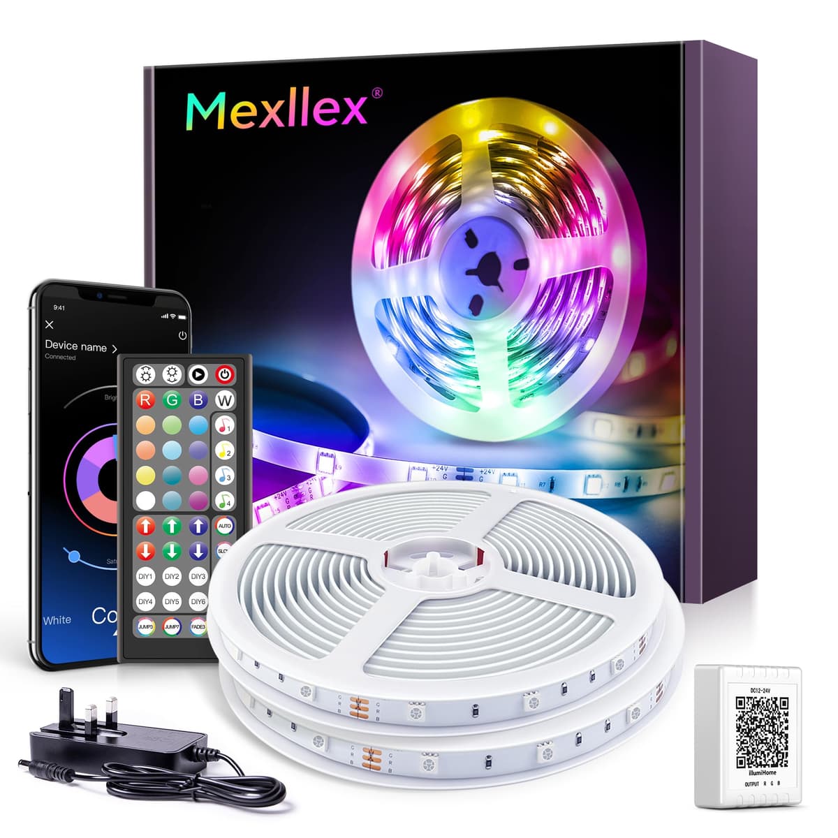Mexllex LED Strip Lights 30m, Ultra-Long Lights Strip Music Sync Color Changing, Led Lights with App Control Remote, RGB Tape Light for Home Bedroom Party (2x15) — view 10