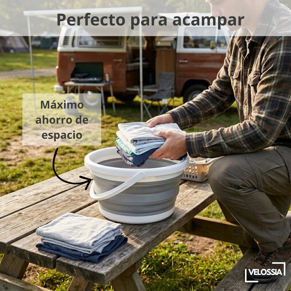 Cubo Plegable 10L Silicona Resistente con Asa, Cubeta Plegable Compacta, Cubo Multiusos Ahorra Espacio, Ideal para Limpieza, Cocina, Camping, Coche, Maletero y Hogar — view 5