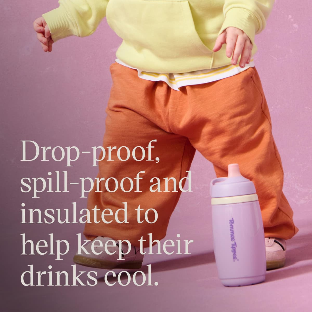 Tommee Tippee Insulated Active Spout Cup, 266ml, Non-Spill Water Bottle for Toddlers 12 Months+, Insulated to Help Keep Their Drinks Cool, Pink and Purple, 2 Pack — view 5