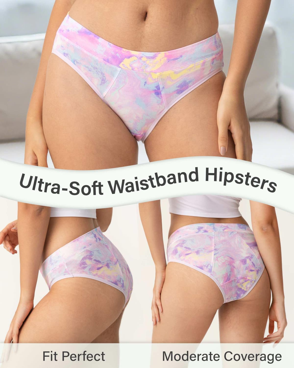 Neione Bragas Menstruales Flujo Moderado Braguitas Hipster Absorbentes de Modal para Mujer Niña — view 4