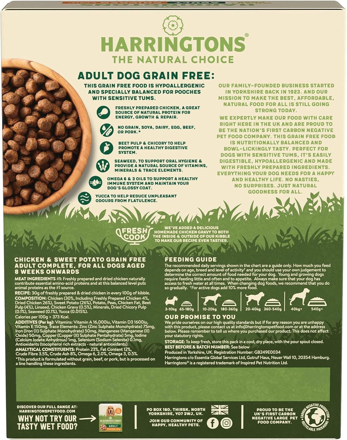 Harringtons Complete Grain Free Hypoallergenic Chicken & Sweet Potato Dry Adult Dog Food 1kg - Made with All Natural Ingredients — view 3