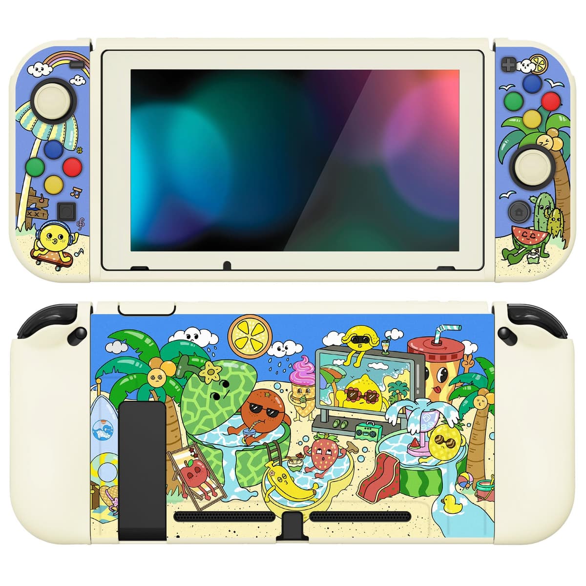 playvital ZealProtect Soft Protective Case for Nintendo Switch, Flexible Cover Protector for Switch with Screen Protector & Thumb Grip Caps & ABXY Direction Button Caps - Cherry Bunny & Cherry Bear — view 20
