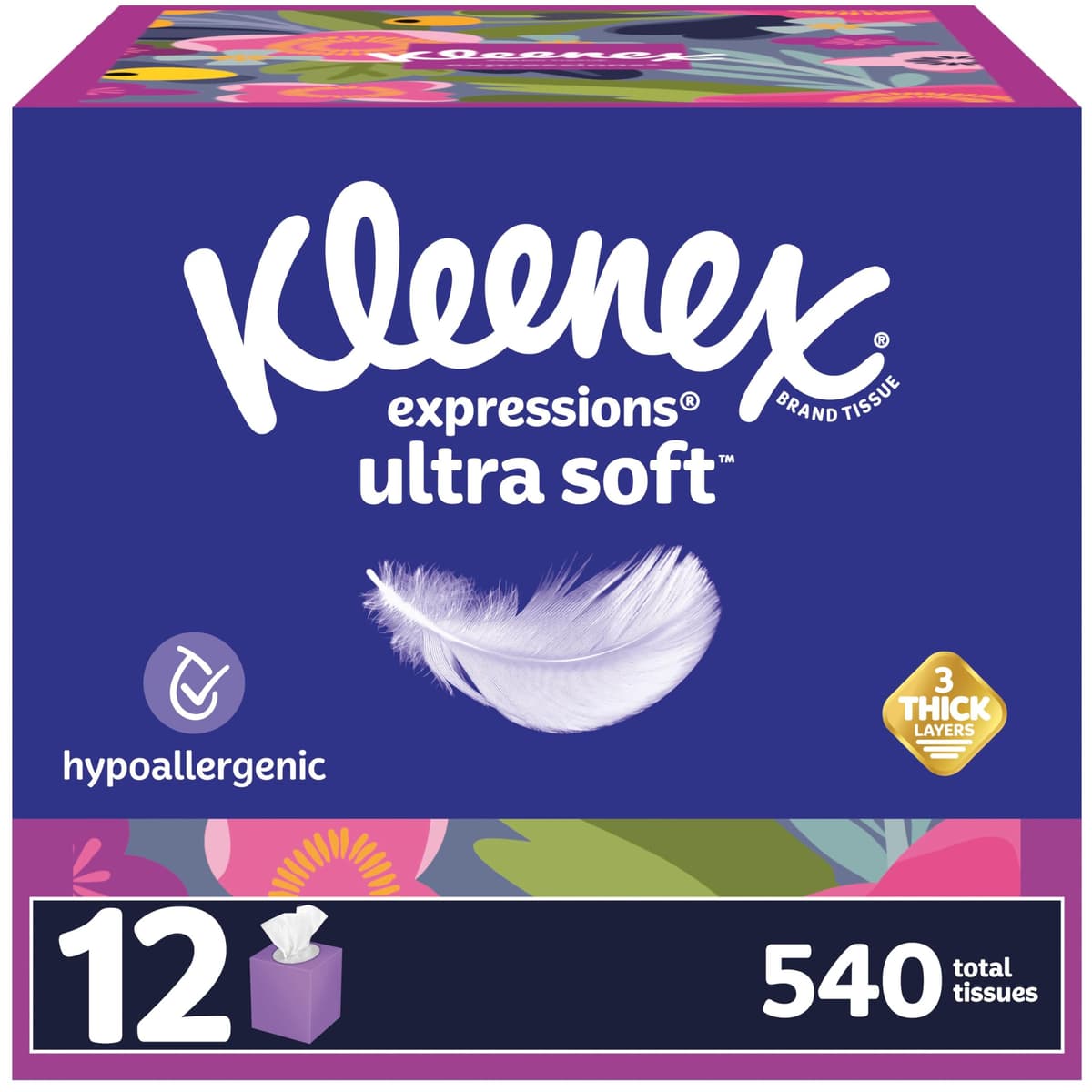 Kleenex Expressions Ultra Soft Facial Tissues, 18 Cube Boxes, 60 Tissues per Box, 3-Ply (1,080 Total Tissues), Packaging May Vary — view 3