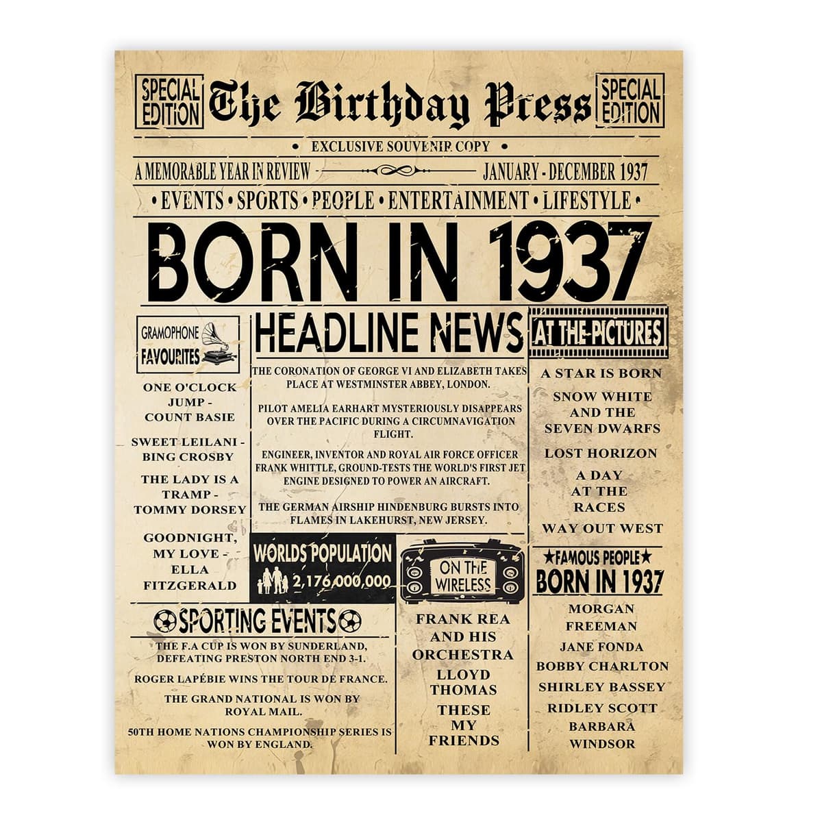 Stuff4 50th Birthday Poster Unframed - Born In 1976 Vintage Newspaper - Happy 50th Birthday Gifts for Women Men Retro Back In 1976, 8x10 Inch Decor Decoration Bday Party — view 18