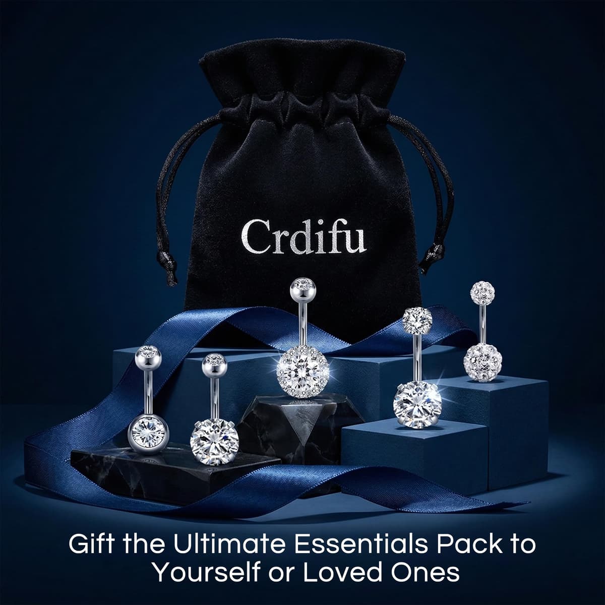 Crdifu Pack of 5 Stainless Steel Belly Button Ring Set 14 Gauge 10mm Barbell Navel Bars Piercing Jewellery — view 9