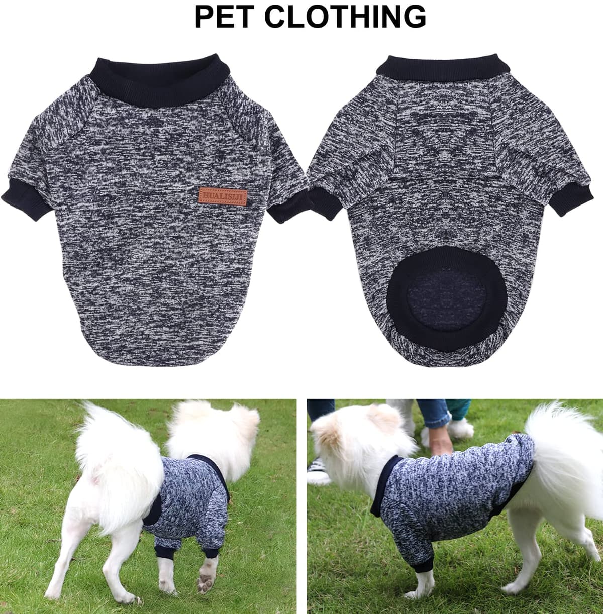 Dog Jumper Dog Hoodie Sweatshirt Chihuahua Jumper Fleece Inside Soft Cozy Colour Vibrant Easy to Take On and Off (Navy Blue, M) — view 2