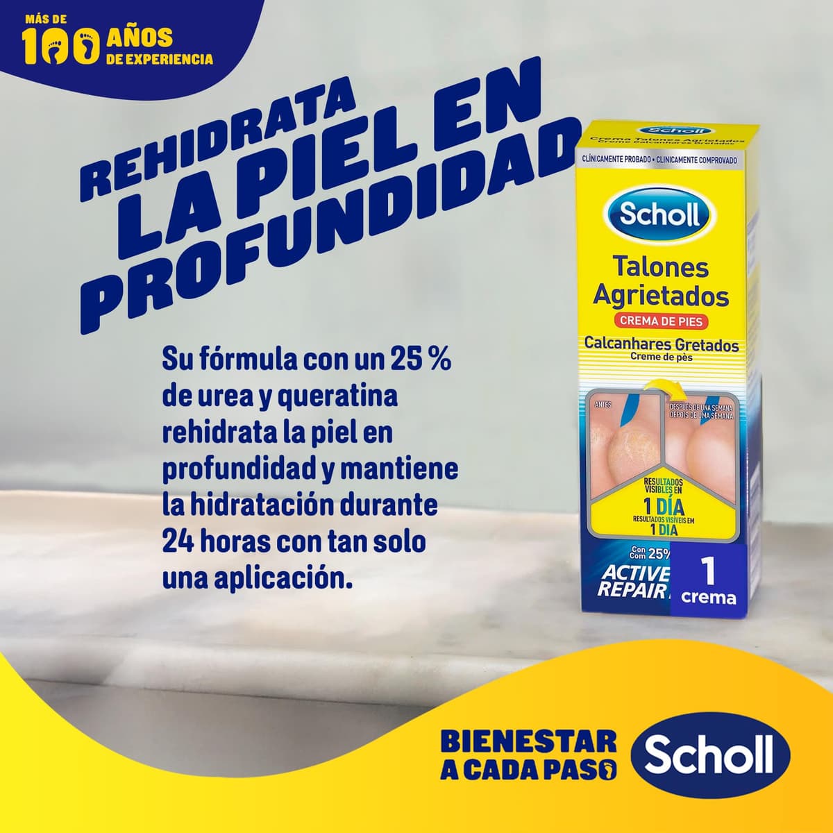 Scholl Crema Reparadora Talones Agrietados, 60 ml - Hidratación Intensiva con Urea 25%, Active Repair K+ y Queratina, Repara Pies Secos, Agrietados y Dañados, Resultados desde el Día 1 — view 6