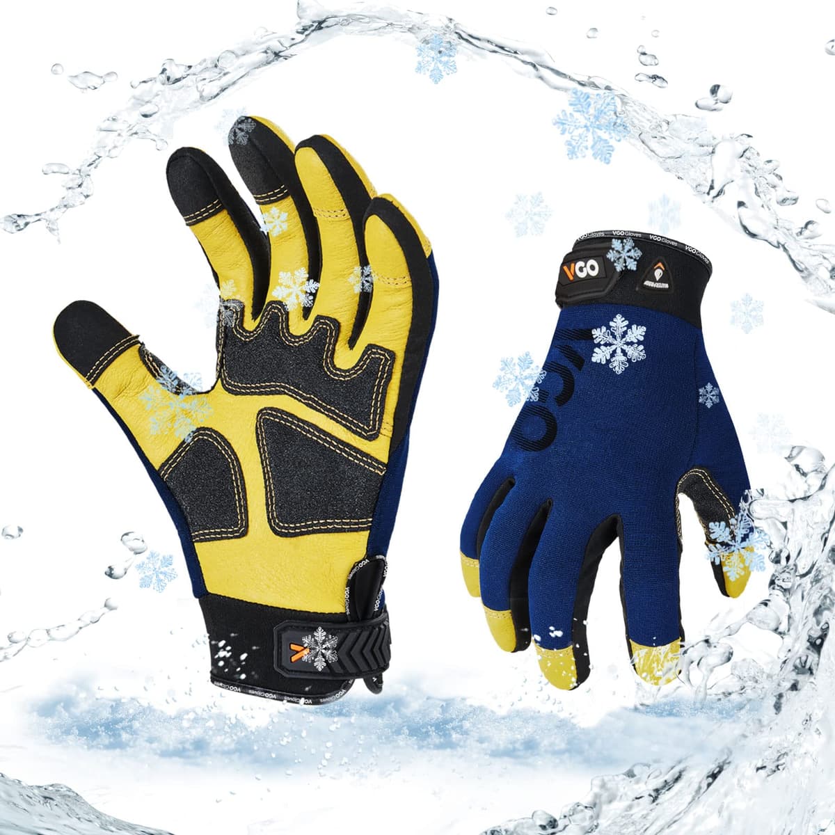 Vgo... 1-Pair -4℉ or above Thinsulate C100 Lined High Dexterity Touchscreen Synthetic Leather Winter Warm Work Gloves, Waterproof Insert (XL,Black,SL8777FW) — view 19