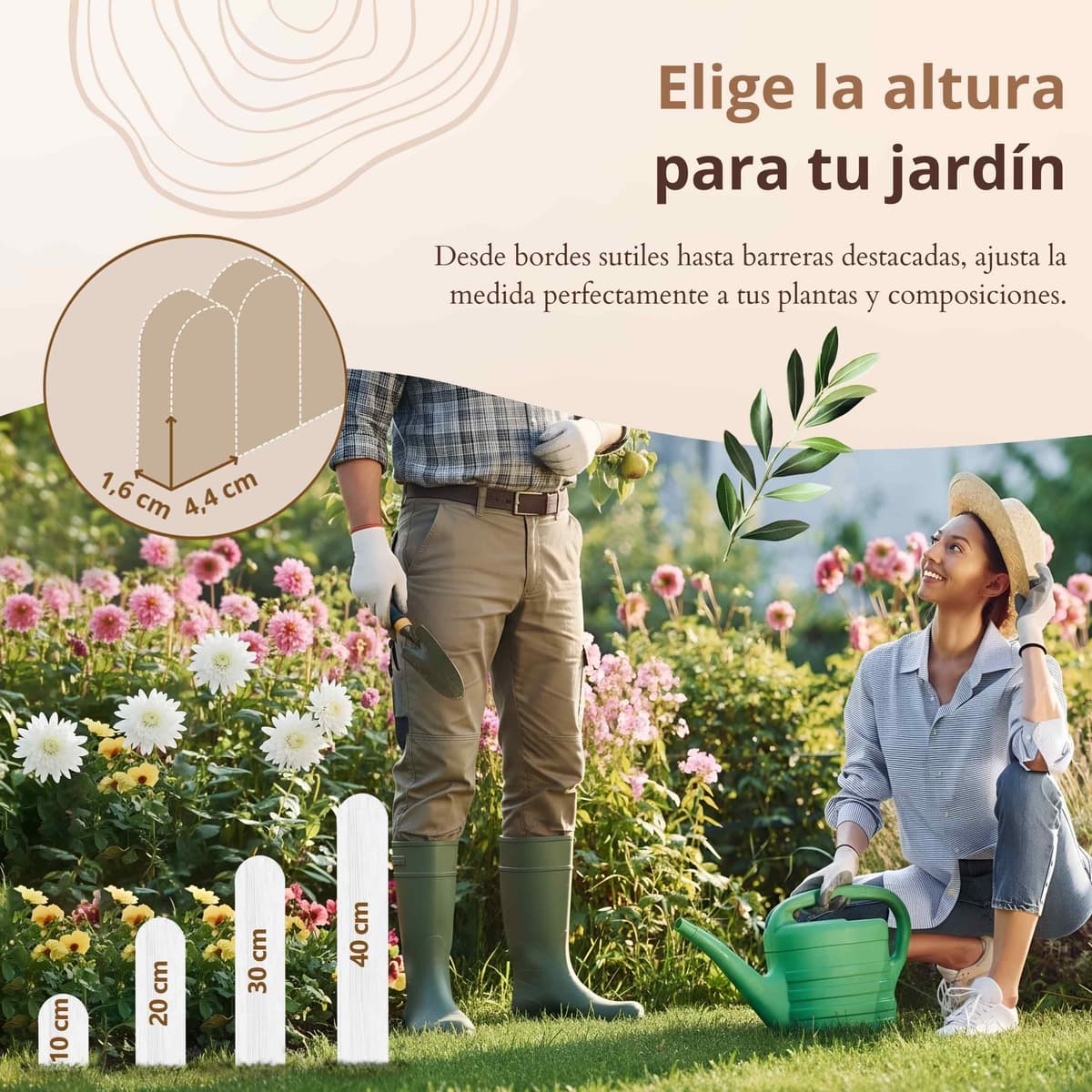 Floranica bordura para jardín 40 x 200 cm marrón Borde césped Valla de jardín Valla de Madera bordura Flexible en Rollo — view 3