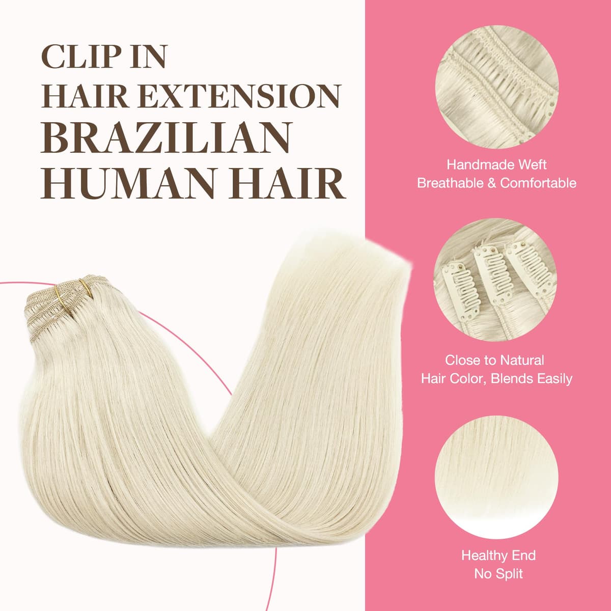GOO GOO Clip in Hair Extensions Human Hair, 18inch 150g 9Pcs, #2 Dark Brown, Hair extensions for women, Human Hair Extensions Clip in — view 271
