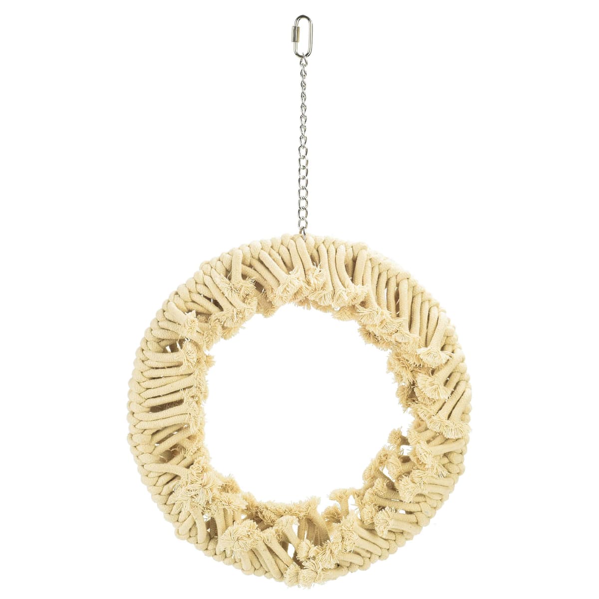 PARROT ESSENTIALS Sanded Nail Arch Swing Perch with Cotton Rope - Medium Parrot Toy Nest Swing for Nail Trimming - Wooden Bird Perch for African Grey, Amazon, Cockatoo - Pet Swing for Birdcage — view 13