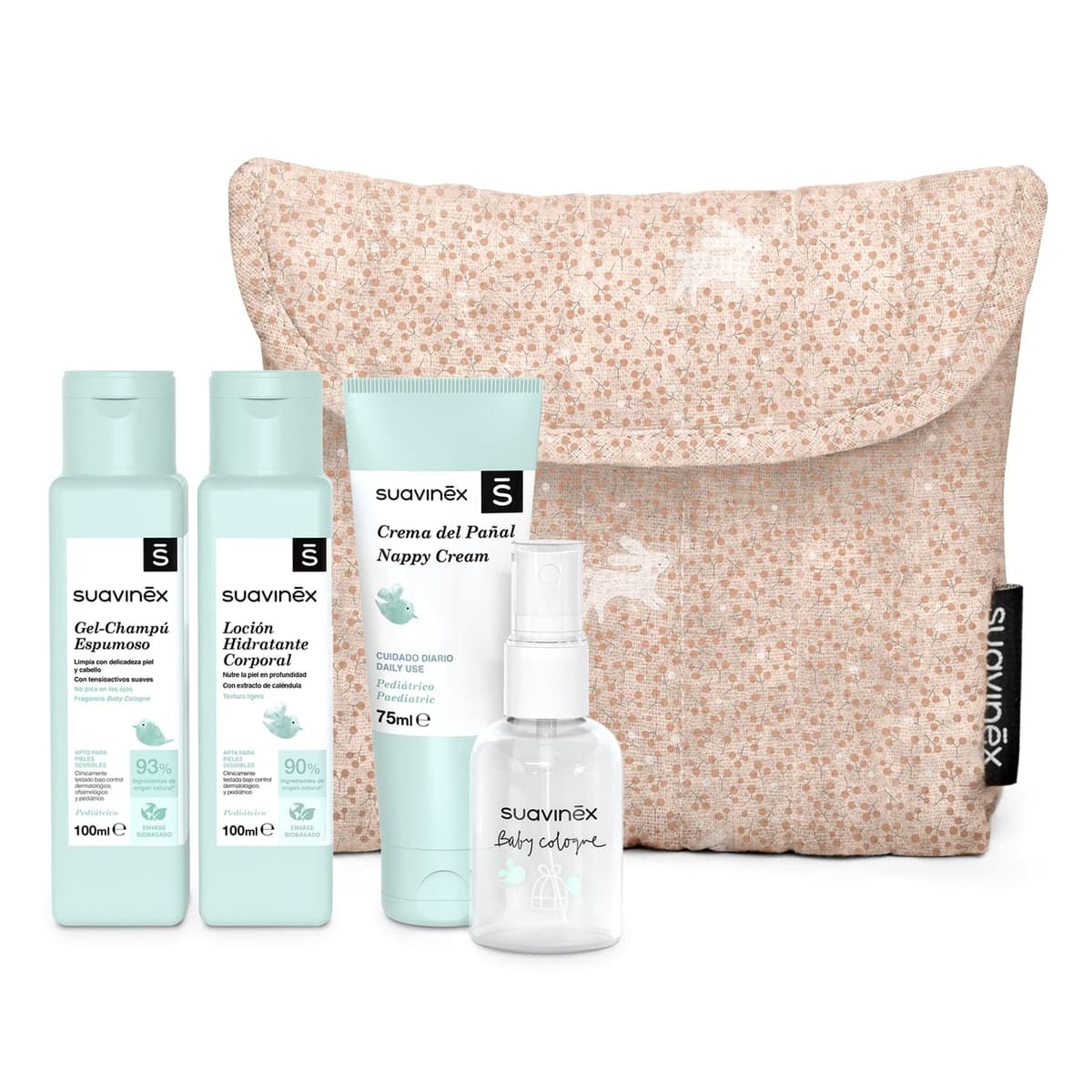 Suavinex, Neceser para Bebés de Tela, Set Regalo Bebé Recién Nacido con Cosmética: Gel Champú 100 ml + Loción Hidratante 100 ml + Crema Pañal 75 ml + Baby Cologne 50 ml. Formato Viaje. Azul Dreams — view 12
