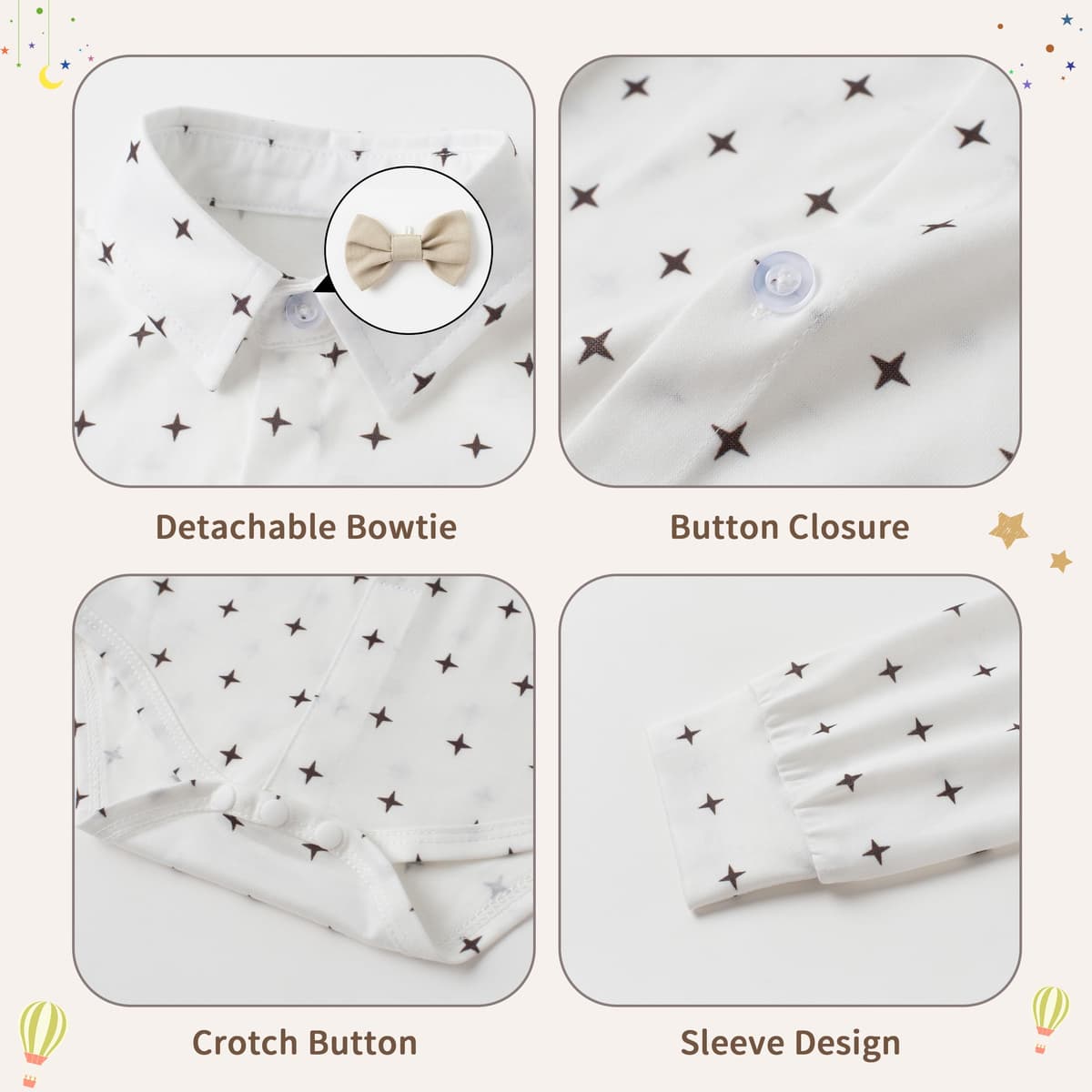 Volunboy Baby Boys Gentleman Suit, Toddler Formal Waistcoat Outfit Wedding Shirts + Vest +Bow Tie 4 PCS Set — view 2