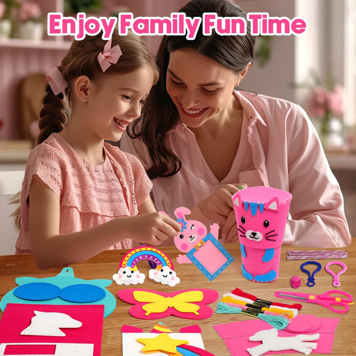 Sunrad Sewing Kit for Kids Toys for Ages 6-12 Girls, 9 Easy DIY Projects of Animal Felt Craft with Unicorn,Owl,Arts & Crafts for Beginner Gift for Girls Aged 6+ Suitable for Learning Sewing — view 7