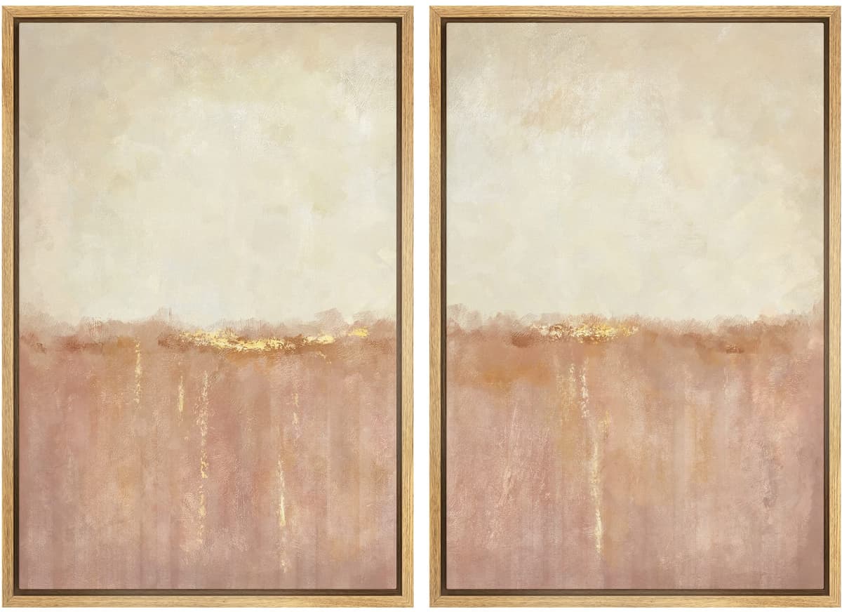 MUDECOR Framed Canvas Print Wall Art Set Watercolor Pastel Duotone Tan Landscape Abstract Shapes Illustrations Modern Art Decorative Contemporary for Living Room, Bedroom, Office - 24"x36"x2 Natural — view 129