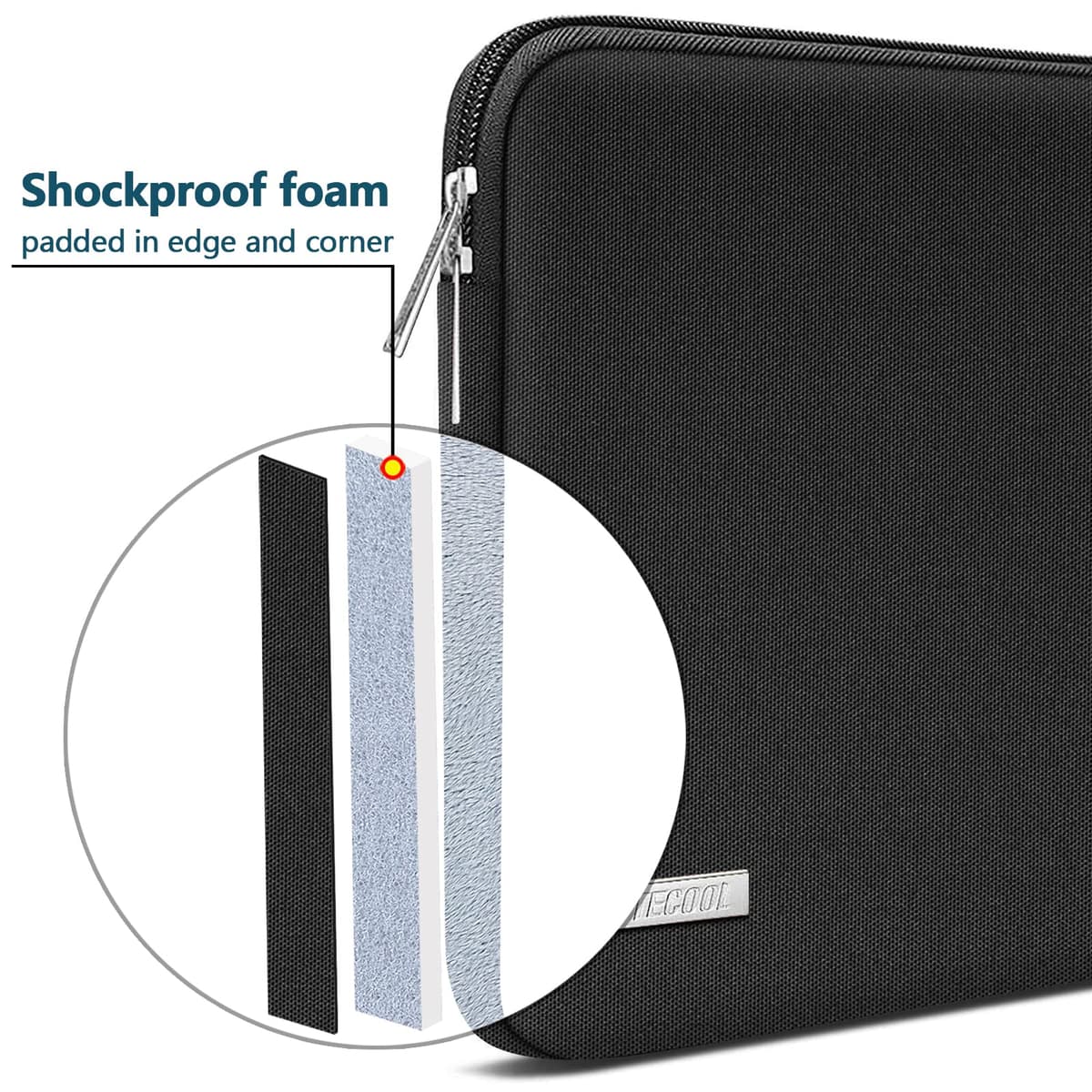 TECOOL 13 Inch Laptop Case Sleeve For MacBook Air 13 13.6 inch M4/A3240 2025 M3/A3113 2024 M2/A2681 M1/A2337 2022-2018, Macbook Pro 13 inch M2 M1 2022-2017,Protective Macbook case Sleeve,Black — view 4