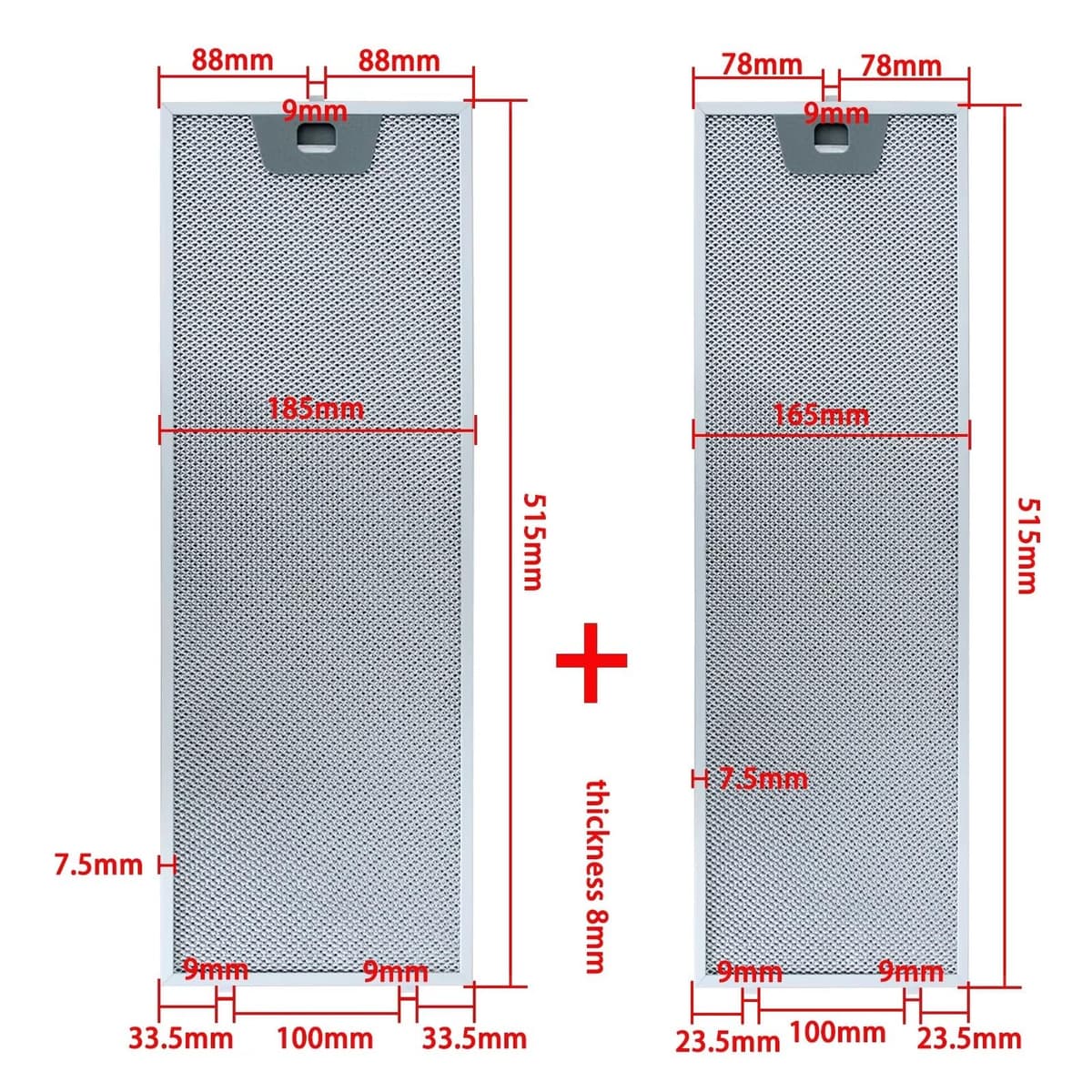 Filtro De Grasa For Campana Extractora (515 X 165/515 X 185 Mm, Aluminio, Reutilizable)(185X515AND165X515mm) — view 2
