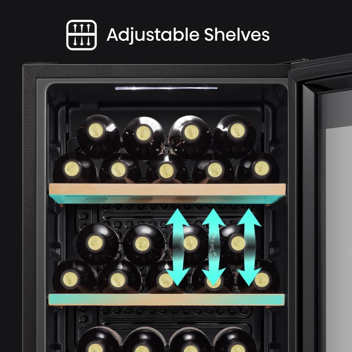 Hisense RW12D4NWG0 93 Litre 30 Bottles Freestanding Undercounter Wine Fridge Cabinet with Digital Touch Control — view 5