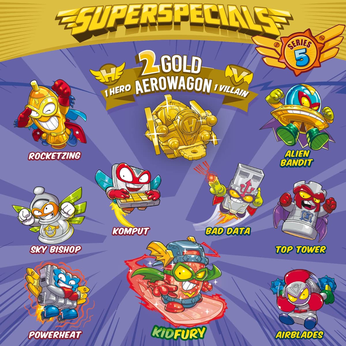 SUPERTHINGS Lata Gold Serie 5, Incluye el ultrararo (Kid Fury), los 2 líderes Dorados, los 6 capitanes Plateados y los 2 Aerowagons Dorados — view 4