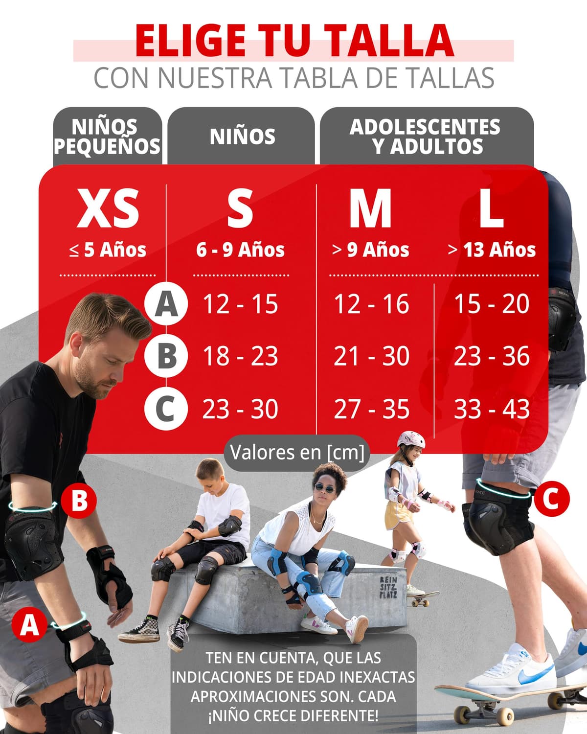 SKATEWIZ Protecciones Patines Niña, Niño e Adulto [6 piezas] Rodilleras y Coderas Niño Patinaje, Patines, Rodilleras Para Niños - Marca Alemana — view 5