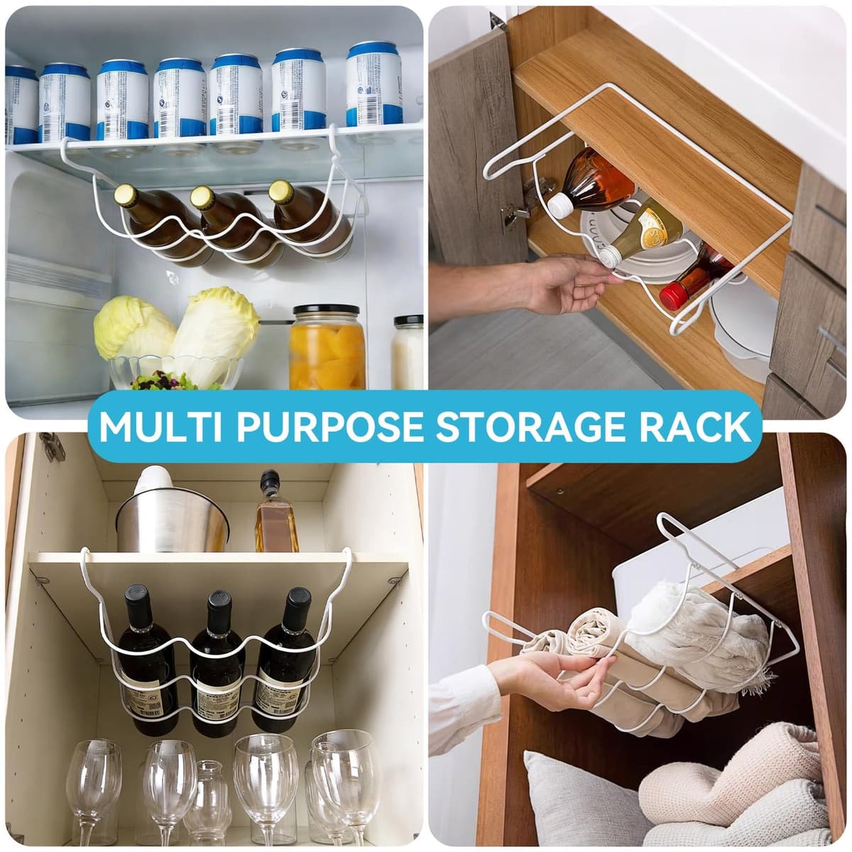 Botellero para frigorífico, Soporte para Botellas de Vino, botellero para frigorífico con Capacidad para 3 Botellas, botellero para Armario Interior, despensa para frigorífico — view 3