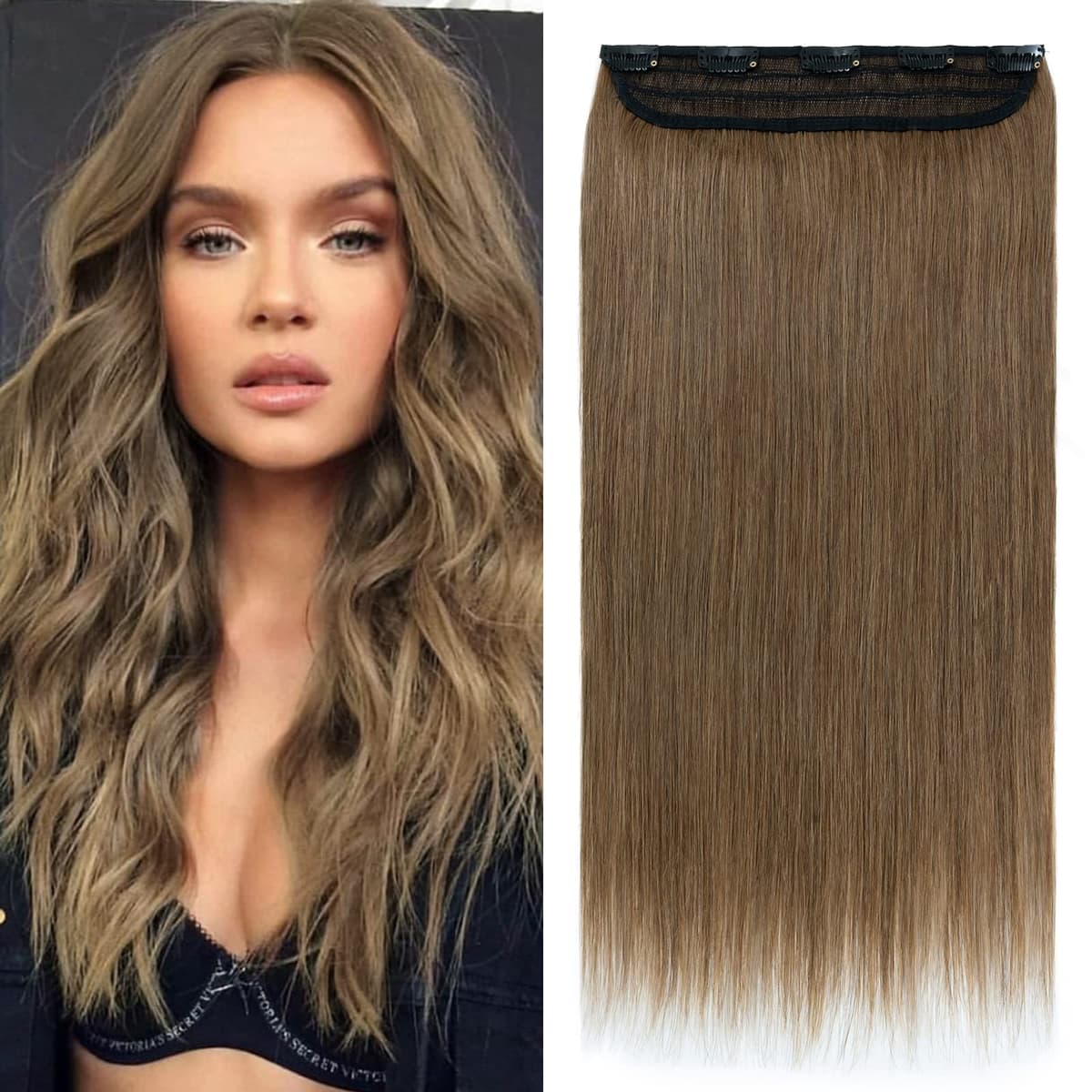 Silk-co 10inch Hair Extensions Clip in Hair Extension Human Hair #04 Medium Brown -Basic Thickness-Thin Weft- 8 Pieces Real Remy Straight Hair Extensions[50g] — view 221