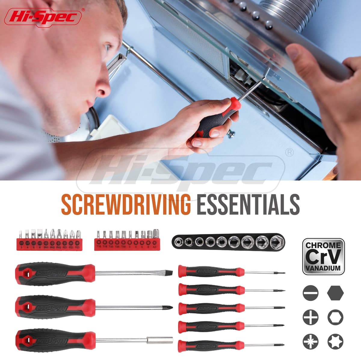 Hi-Spec 54pc Home & Office DIY Tool Kit Set. Complete Household Tool Box with Essential Hand Tools Included for Basic Repairs, Maintenance & Home Improvement Projects — view 3
