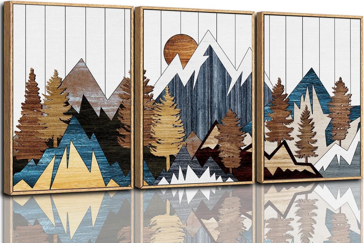 TOARTi Boho Framed Canvas Wall Art Prints, Set of 3 Mid Century Modern Wall Decor, Nature Plants Desert Sun Art Paintings, Bohemian Artwork for Living Room, Bedroom, Dining Room, Office - 12x16 x3 — view 21