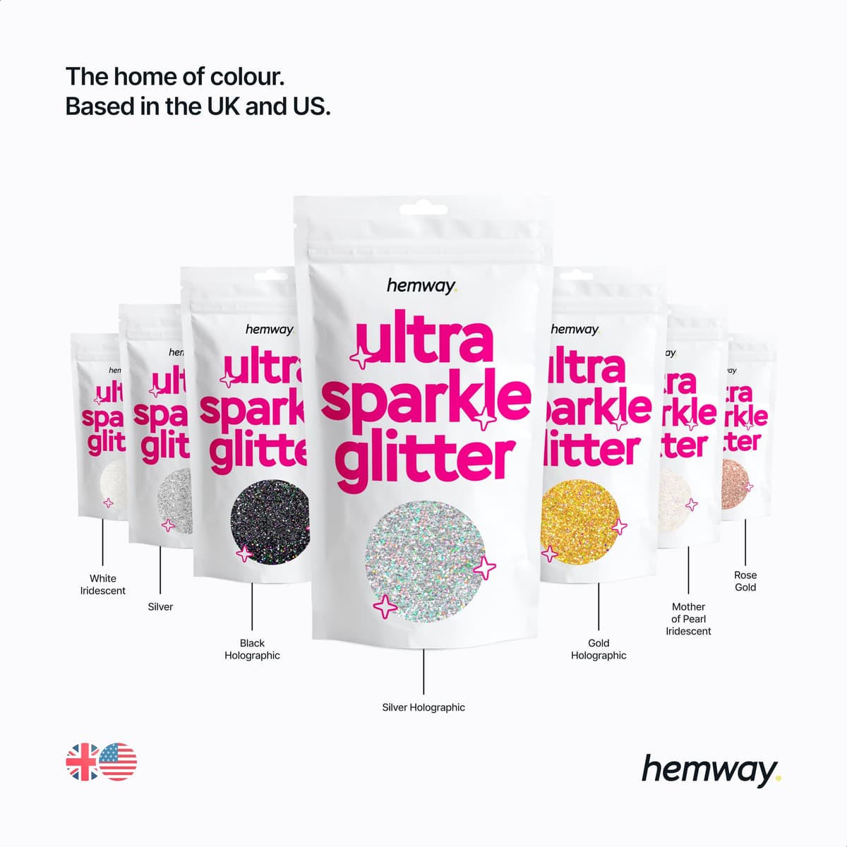 Hemway Ultra Sparkle Glitter Baby Pink Iridescent 100g Fine | Glitter for Arts & Craft, Makeup, Nail Art, Crafting, Card Making, Sparkle Decoration — view 9