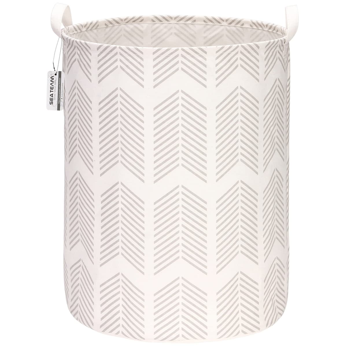 Sea Team 19.7 Inch Large Sized Waterproof Coating Ramie Cotton Fabric Folding Laundry Hamper Bucket Cylindric Burlap Canvas Storage Basket with Stylish Grid Pink Design — view 13