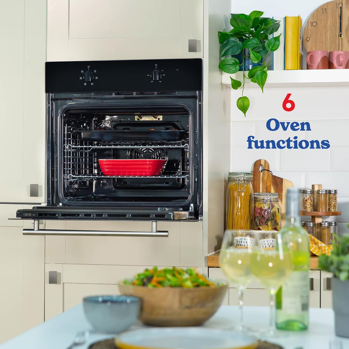 Russell Hobbs 70L, 60cm Wide, Single Electric Built-in Fan Oven and Grill in Black, 6 Oven Functions, RHFEO7004B — view 4