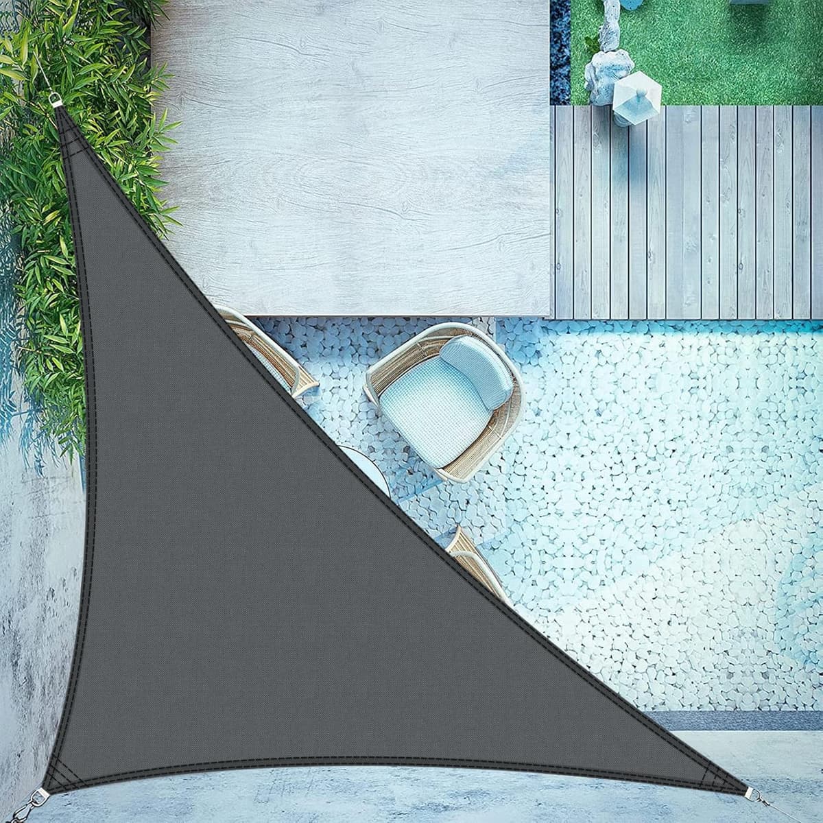 LOVE STORY Toldo Vela de Sombra Impermeable Triangular 3x3x3m Protección Rayos UV PES Toldos para Patio, Exterior Terrazas, Jardín, Balcon (Crema) — view 38