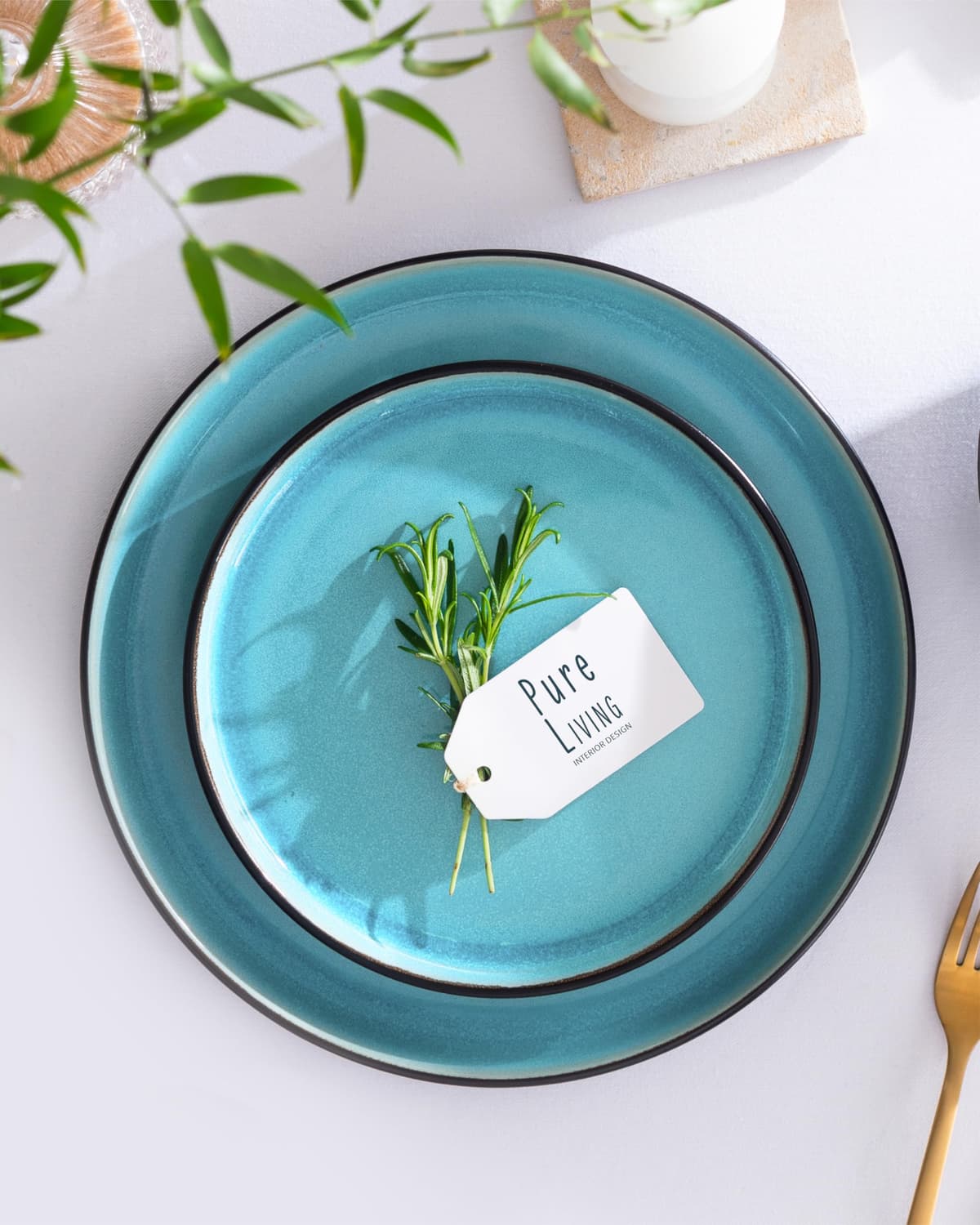 Juego de 6 platos hondos Ibiza – gres premium, resistente a los arañazos, apto para lavavajillas, microondas – Elegante juego de platos hondos – Platos de pasta hondos grandes – Pure Living vajilla — view 2