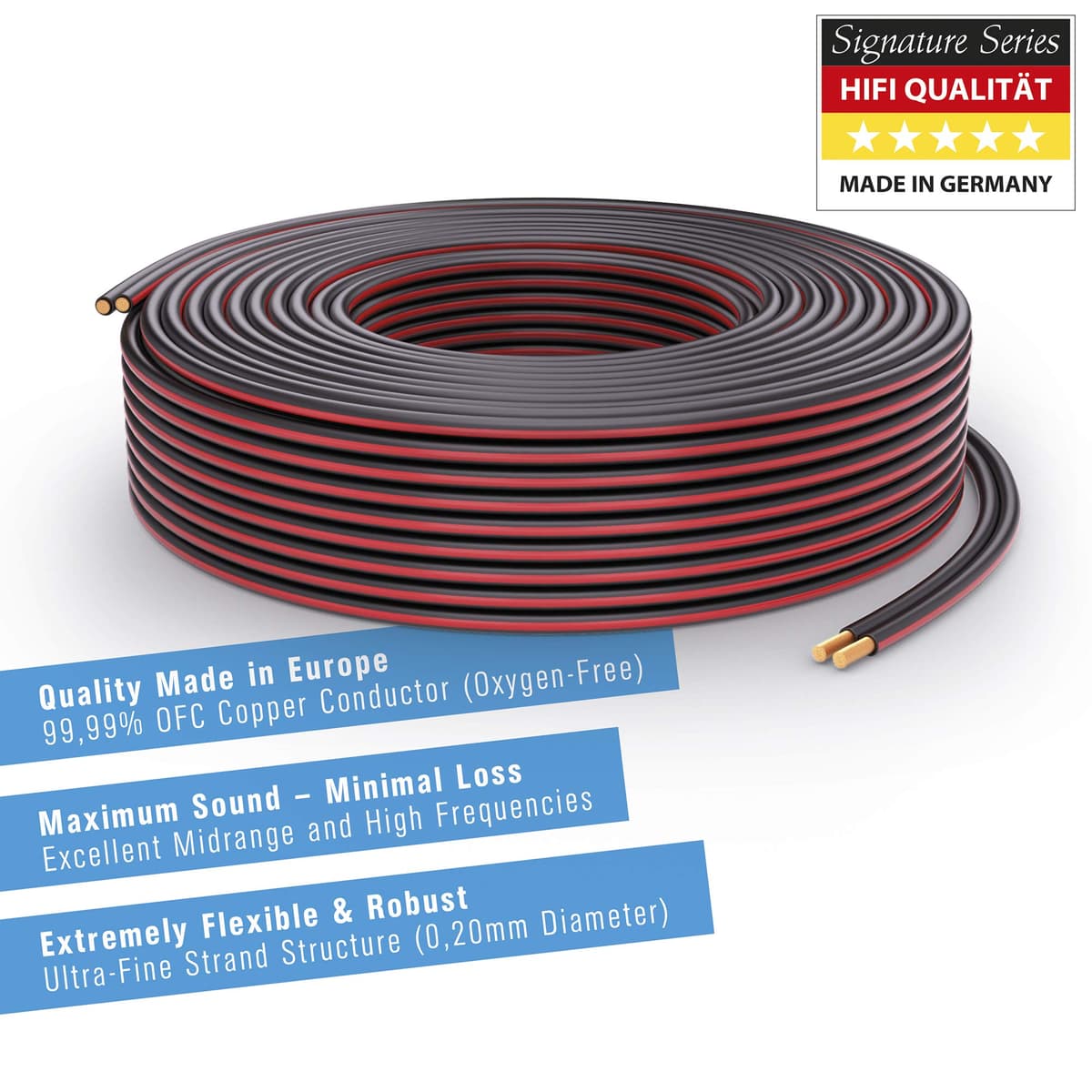 PureLink SP062-010 Cable de Altavoz 2x2,5 mm² (99,9% OFC de Cobre Completo, Cable Trenzado de 0,20 mm) Cable de Altavoz de Alta fidelidad, 10 m, Negro — view 2