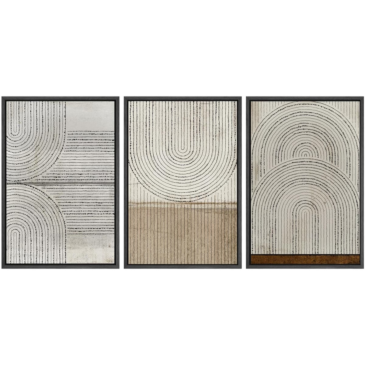SIGNWIN Framed Canvas Print Wall Art Set Blue White Grunge Geometric Pattern Abstract Shapes Cozy Neutral Decorative Contemporary Minimal for Living Room, Bedroom, Office - 24"x36"x3 Natural — view 32
