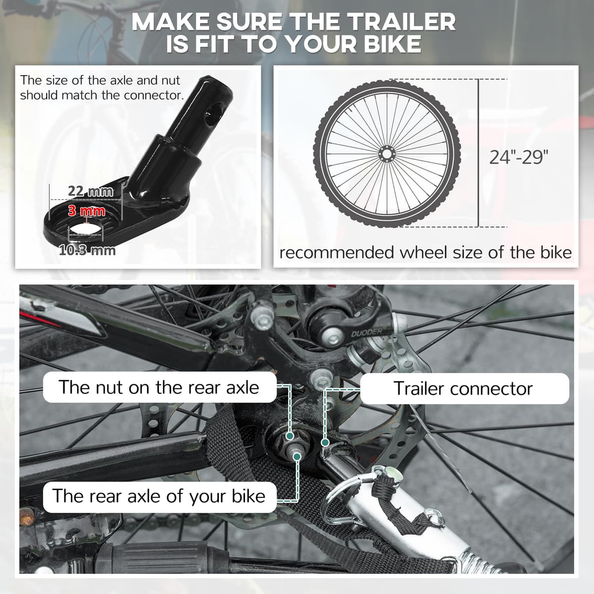 HOMCOM 2 Seat Bike Trailer for Kids, Baby Bike Stroller with 5 Point Harness, Child Bicycle Trailer with Safety Flag, Reflectors, Windproof Curtain, for 18+ Months, Red — view 6