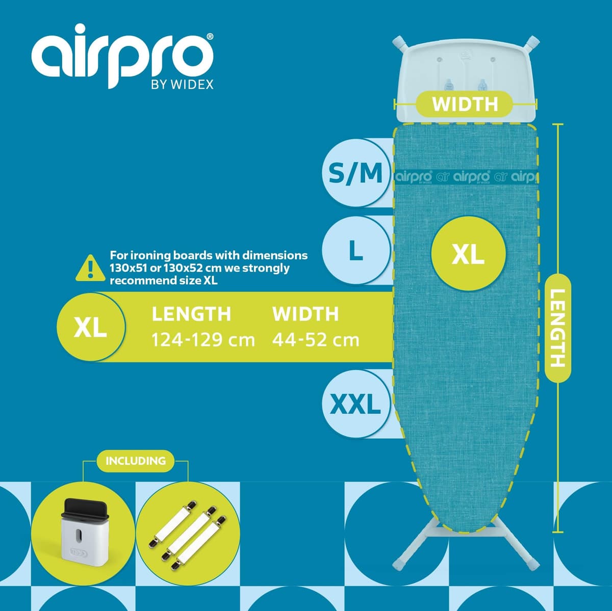AirPro By Widex Funda de 6 Capas para Tabla de Planchar con Plancha de Vapor - Talla XL MAX 125x50 cm - No más Agua Debajo de la Tabla - Plancha hasta un 50% más rápido - Made IN Europa — view 4