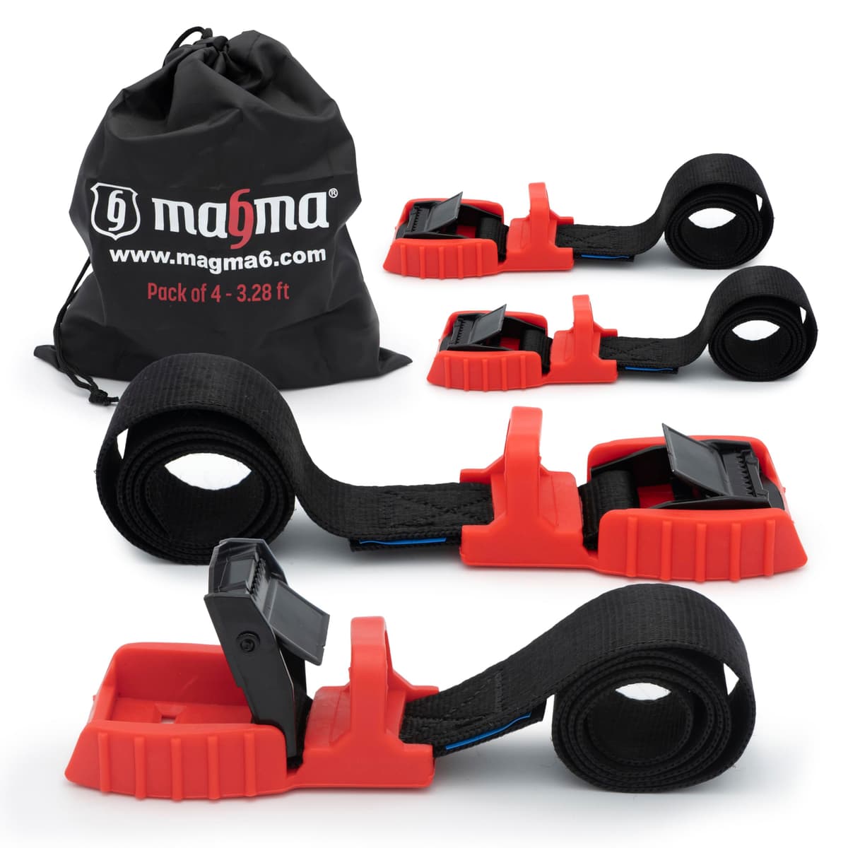 MAGMA Pack 2 Cinchas de Amarre de 3m | Correas para Baca Coche y Portabicicletas. Surf, Bici, Kayak, Moto | Hebilla -Trinquete con Protección de Goma para no rayar | Carga Segura - SWL: 250kgf Rojo — view 12
