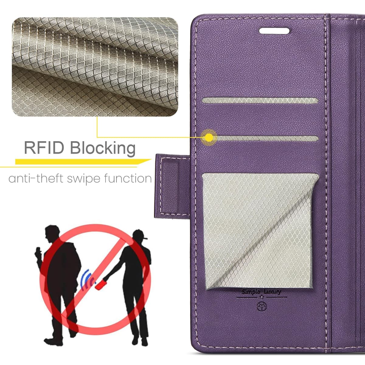 Funda para Xiaomi Redmi Note 9S / Xiaomi Redmi Note 9 Pro, Funda de Cierre Magnético, Cartera de Cuero PU con [Bloqueo RFID], Soporte, Ranura para Tarjetas, Carcasa de Libro Case, Púrpura — view 2