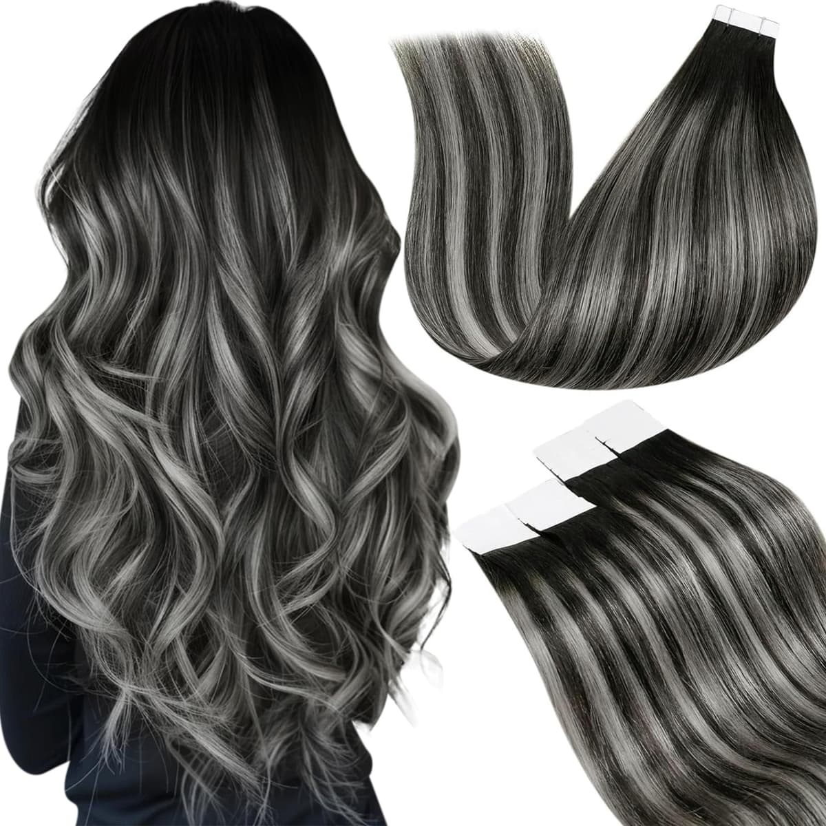 LaaVoo Tape in Hair Extensions Human Hair Blonde Tape Hair Extensions Real Human Hair Invisible Tapes Remy Straight Balayage Brown to Blonde Hair Double Sided Tabs 20pcs 50g 16 Inch #8/18/60 — view 113