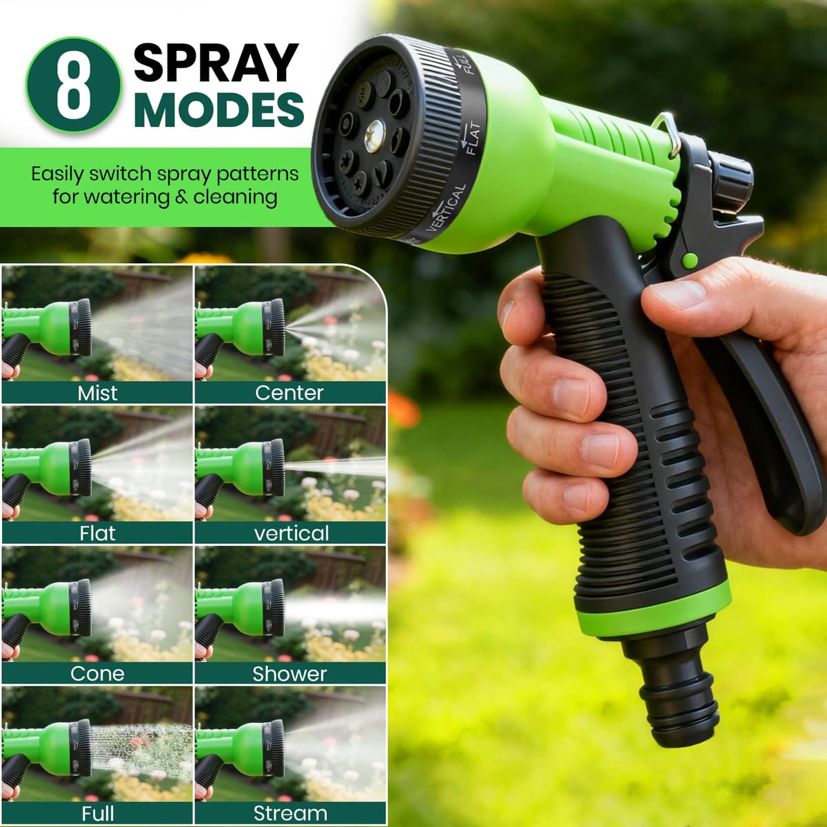 Garden Hose Pipe with Connectors and Hosepipe Spray Gun - Reinforced Garden Hose Set Including Adjustable Hosepipe Spray Gun, Tap Connector and 2 Couplers for Plant Watering and Car Washing (30m) — view 3