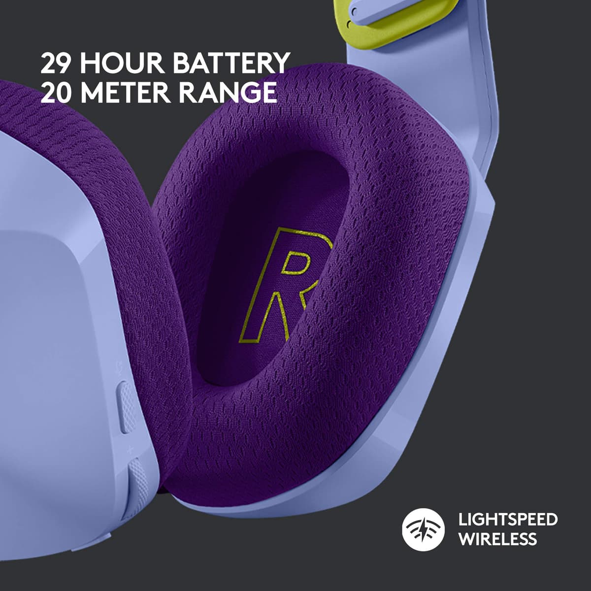 Logitech G G733 LIGHTSPEED Wireless Gaming Headset with suspension headband, LIGHTSYNC RGB, Blue VO,CE mic technology and PRO-G audio drivers, Lightweight, 29 Hour battery life, 20m range - Lilac — view 4