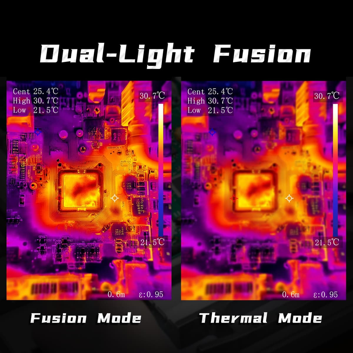 BSIDE SH9 Thermal Imaging Multimeter Dual Light Fusion Thermal Camera 428X320 IR Imaging ‌with Macro Lens & 20000 Counts Graphing Multimeter TRMS 3.98″ Touch Screen for PCB Electronics Industrial — view 3