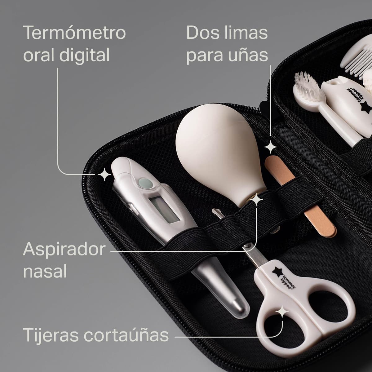 Tommee Tippee Baby Healthcare and Grooming Kit, 9X Essential Newborn Care Items for Home and Travel, Wipe-Clean and Waterproof Travel Case — view 4