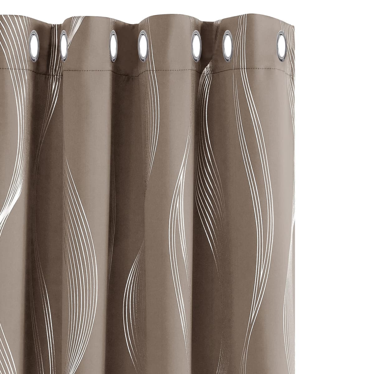 Deconovo Grey Blackout Curtains for Living Room 72 Drop Silver Wave Line Foil Printed Blackout Curtains Thermal Insulated Curtains Eyelet Curtains for Baby Nursery 46 x 72 Inch Light Grey Two Panels — view 49